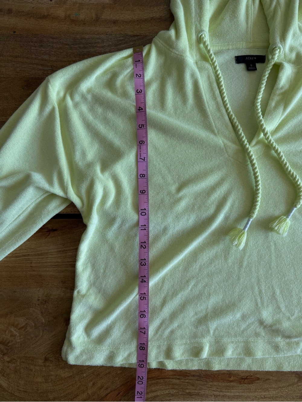 J.Crew Neon Yellow Terry Hoodie Cover Up Set S - Picture 7 of 8